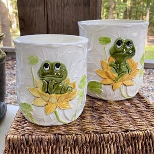 Frog canisters vintage Neil the Frog  ceramic